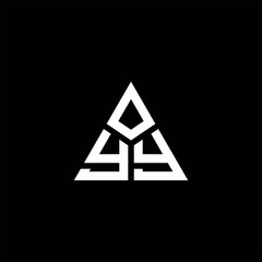YY monogram logo with 3 pieces shape isolated on triangle