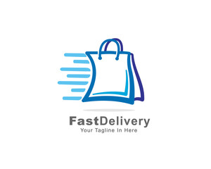 Fast bag move delivery shopping logo design inspiration