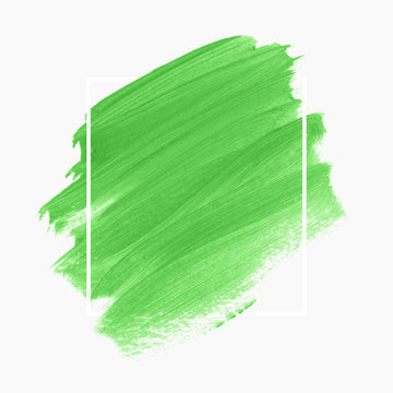 Brush Stroke Paint Background Vector. Perfect Fresh Green Paint Design For Logo, Sale Banner Or Headline.