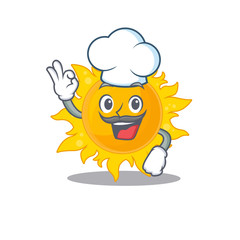 Summer sun chef cartoon design style wearing white hat