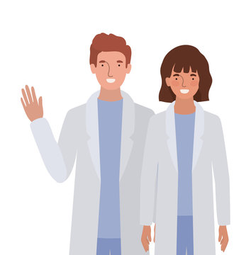 Man and woman doctor with uniforms vector design