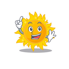 Summer sun mascot character design with one finger gesture