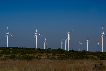 windmills on the green field