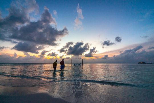 The beautifull beach of Dhangethi, maldives. Known for Diving, day tour for resort and this beautifull beaches and the swing in the water