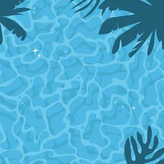 Fototapeta na wymiar Hand drawn summer illustration luxury pool. Actual tropical vector background. Artistic cartoon drawing water texture. Creative Relax Vibes art work