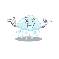 Cartoon design concept of cloudy rainy with funny wink eye