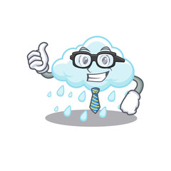 An elegant cloudy rainy Businessman mascot design wearing glasses and tie