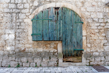 Detail of the building in the historic centre of Stari Grad town on Hvar island, Croatia