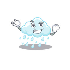 A dazzling cloudy rainy mascot design concept with happy face