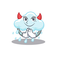 Cloudy rainy dressed as devil cartoon character design style
