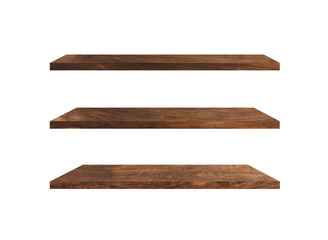 Set of  wood shelves isolated on white background with clipping path for design. Used for display or montage your products