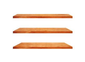 Set of  wood shelves isolated on white background with clipping path for design. Used for display or montage your products