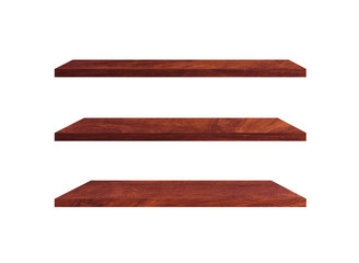 Set of  wood shelves isolated on white background with clipping path for design. Used for display or montage your products