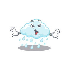 Cartoon design style of cloudy rainy has a surprised gesture