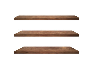 Set of  wood shelves isolated on white background with clipping path for design. Used for display or montage your products