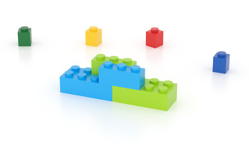 Business partnership concept make of building blocks