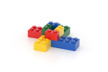 Business partnership concept make of building blocks