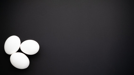 Fresh chicken eggs for breakfast man taking care of his health