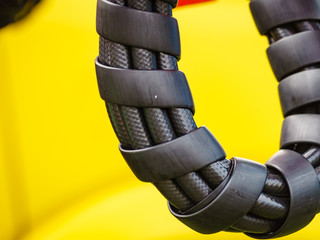 Hydraulic connections hoses in spiral wrap