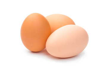 farm brown chicken eggs on a white background
