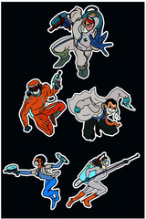 Covid-19 doctor superheroes are fighting corona virus pandemic monster to protect a patient.Doctor in PPE suit fighting with COVID monster.
