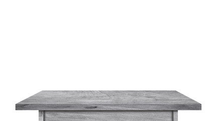 Top view of wooden table isolated on white background with clipping path