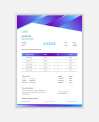 Business style  abstract invoice design for accounting agency vector template