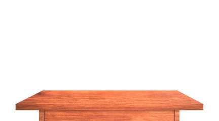 Empty rustic wood table isolated on white background with copy space for product. clipping path