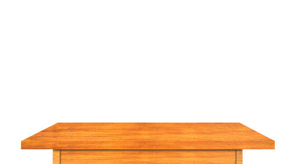 Dark wooden table top isolated on white background for your product design. Clipping path