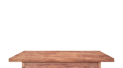Dark wooden table top isolated on white background for your product design. Clipping path