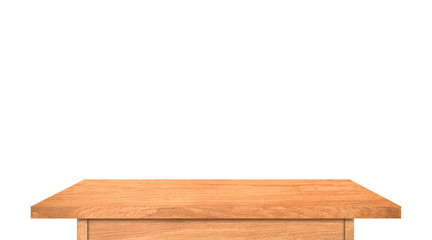 Dark wooden table top isolated on white background for your product design. Clipping path