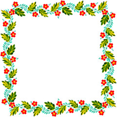 Ornament in a rectangle, Petrikov painting. Flowers of Ukrainian tradition. Design. Frame