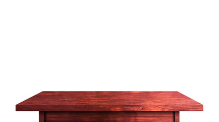 Wood tabletop isolated on white background. Copy space used for display or montage your products design with clipping path for work
