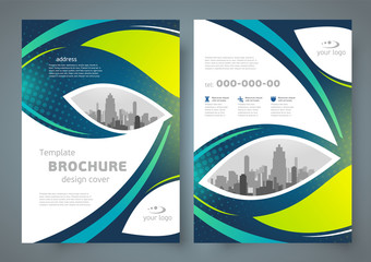 Obraz premium Flyer set brochure design template cover curves theme green