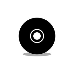 Black CD or DVD disk icon isolated on white background