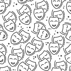 Happy and sad face, drama and comedy seamless pattern