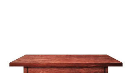 vintage wooden tabletop isolated on white background with clipping path for work. used for display or montage your products design