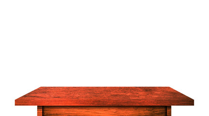 vintage wooden tabletop isolated on white background with clipping path for work. used for display or montage your products design