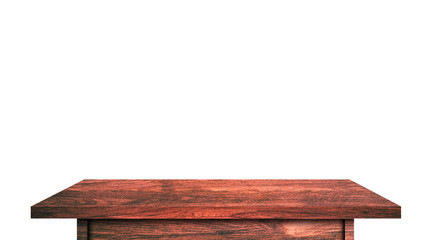 vintage wooden tabletop isolated on white background with clipping path for work. used for display or montage your products design