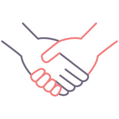 Handshake icon illustration (line art,  2 colors)