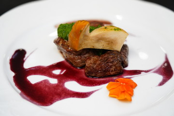 Beef fillet with roasted porcini mushrooms