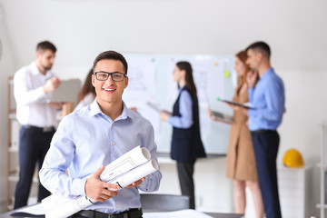 Portrait of young architect during professional courses