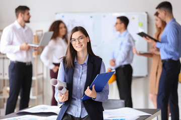 Portrait of young architect during professional courses