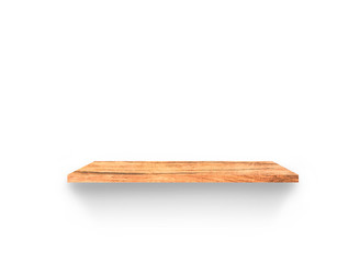 Rustic wood shelf isolated on white background with clipping path. Used for display or montage your products