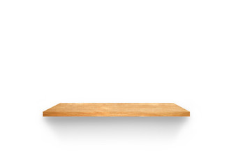 Rustic wood shelf isolated on white background with clipping path. Used for display or montage your products