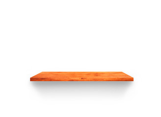 Rustic wood shelf isolated on white background with clipping path. Used for display or montage your products