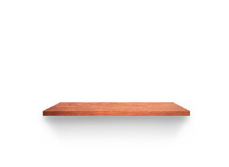 Rustic wood shelf isolated on white background with clipping path. Used for display or montage your products