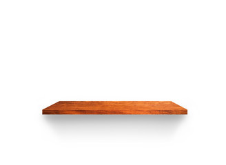 Rustic wood shelf isolated on white background with clipping path. Used for display or montage your products