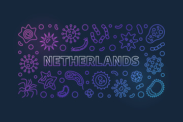 Obraz na płótnie Canvas Coronavirus in Netherlands vector concept colorful thin line horizontal illustration on dark background