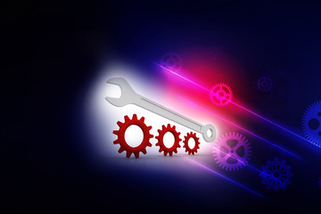 3d illustration Wrench and gear, service concept 